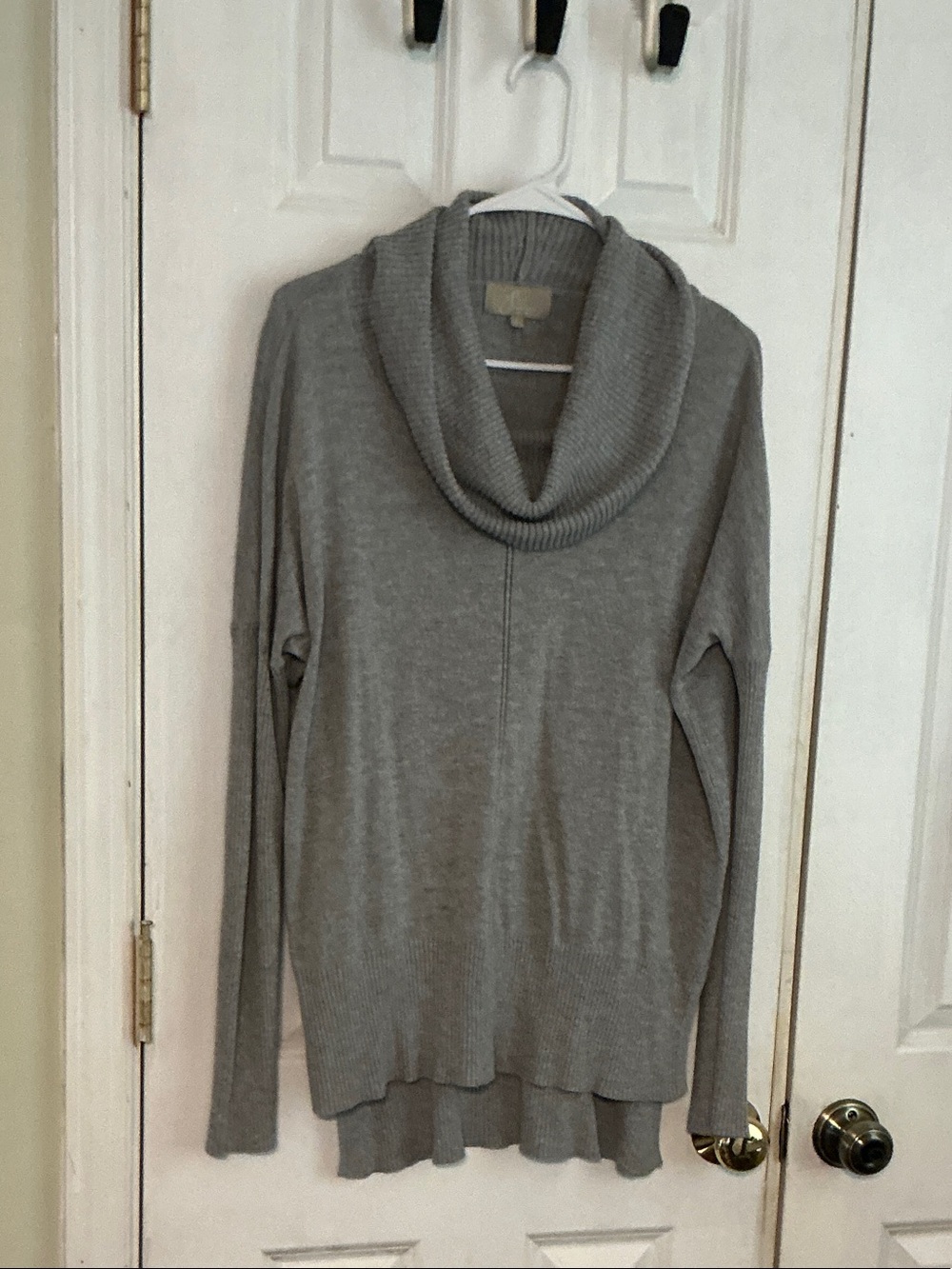 Joan Vass Light Gray Cowl Neck Sweater